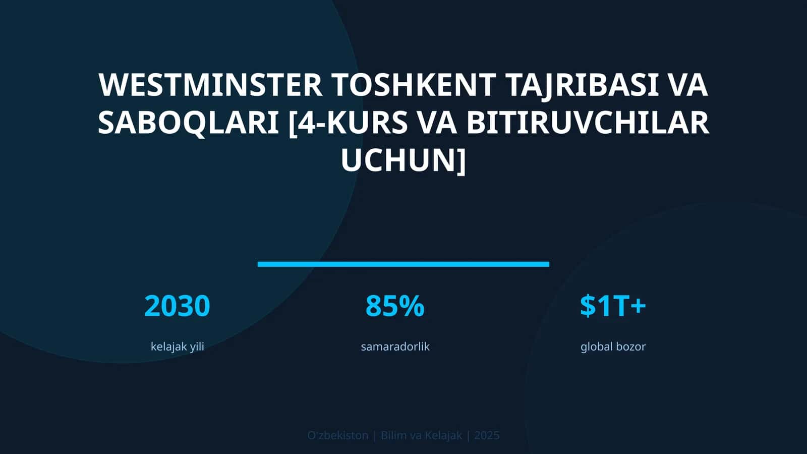 Westminster Toshkent tajribasi va saboqlari [4-kurs va bitiruvchilar uchun]