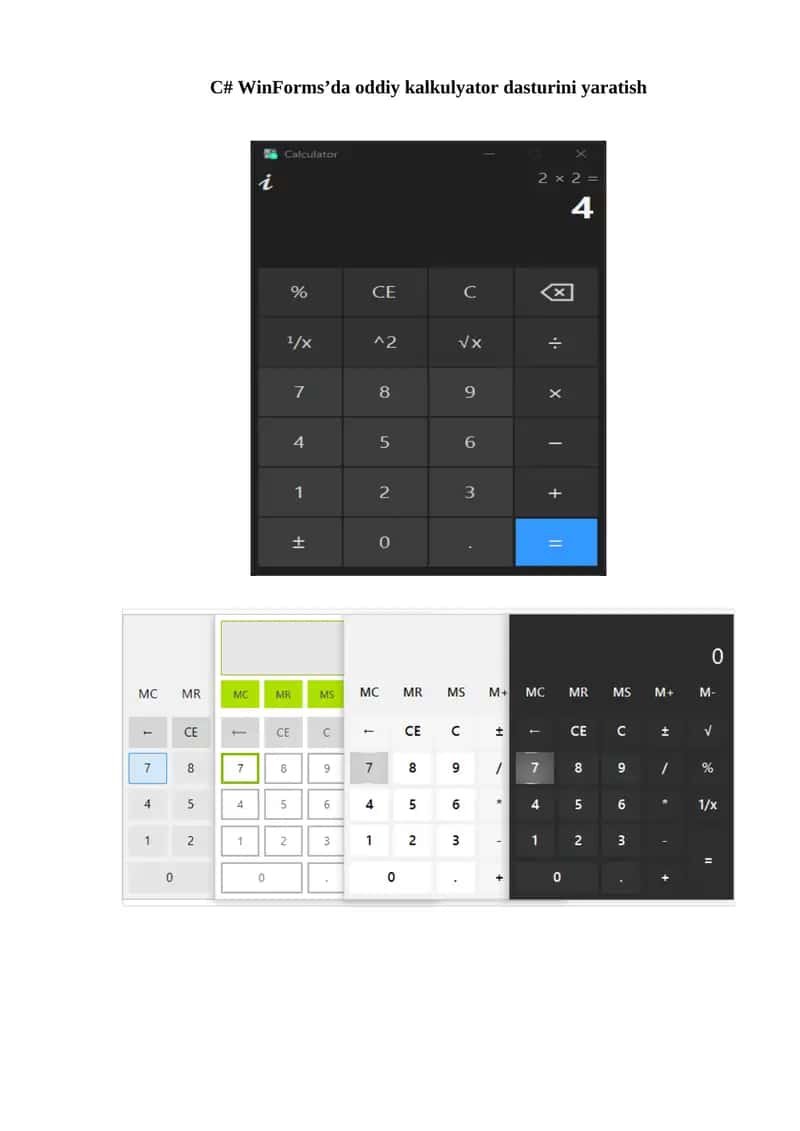 C# WinForms’da oddiy kalkulyator dasturini yaratish