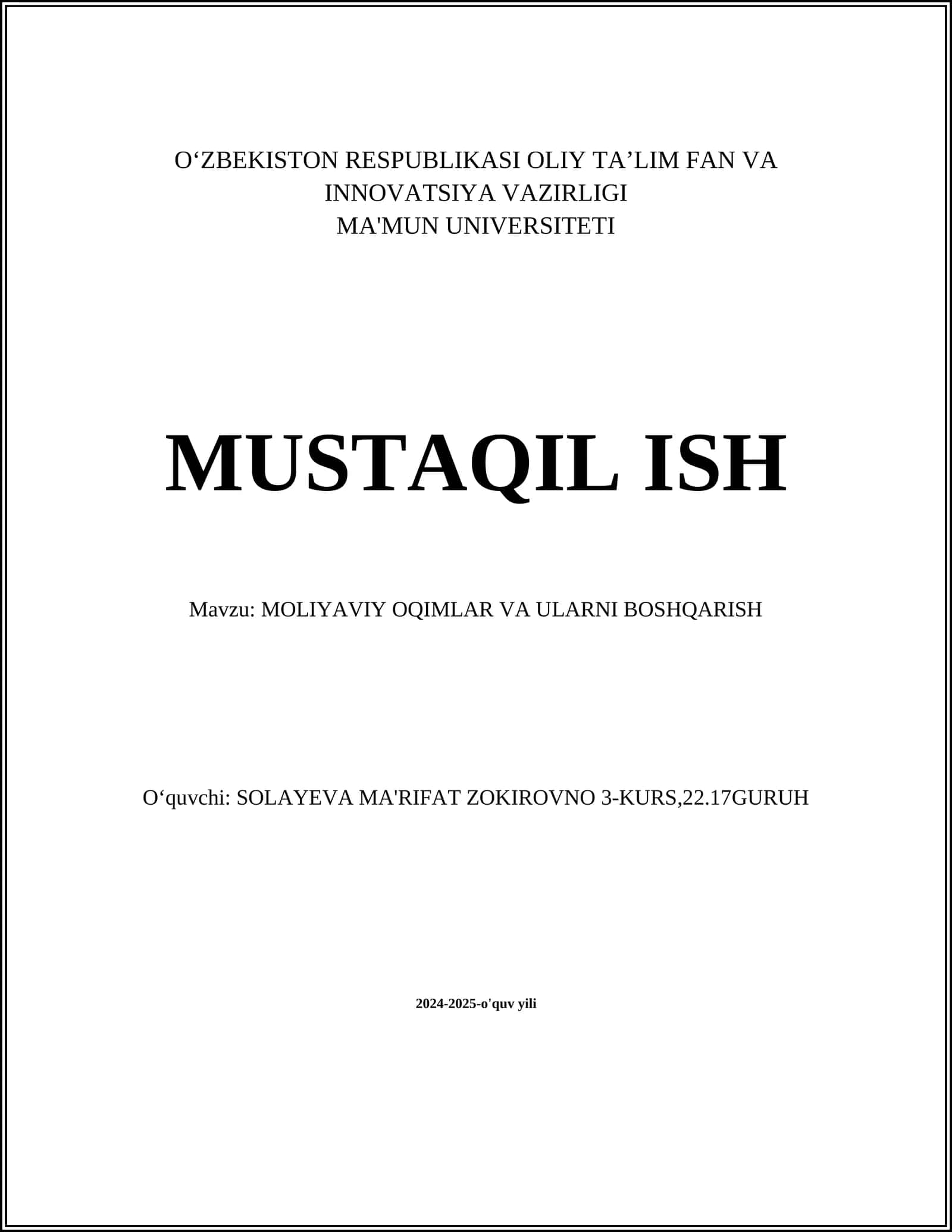 Moliyaviy Oqimlar