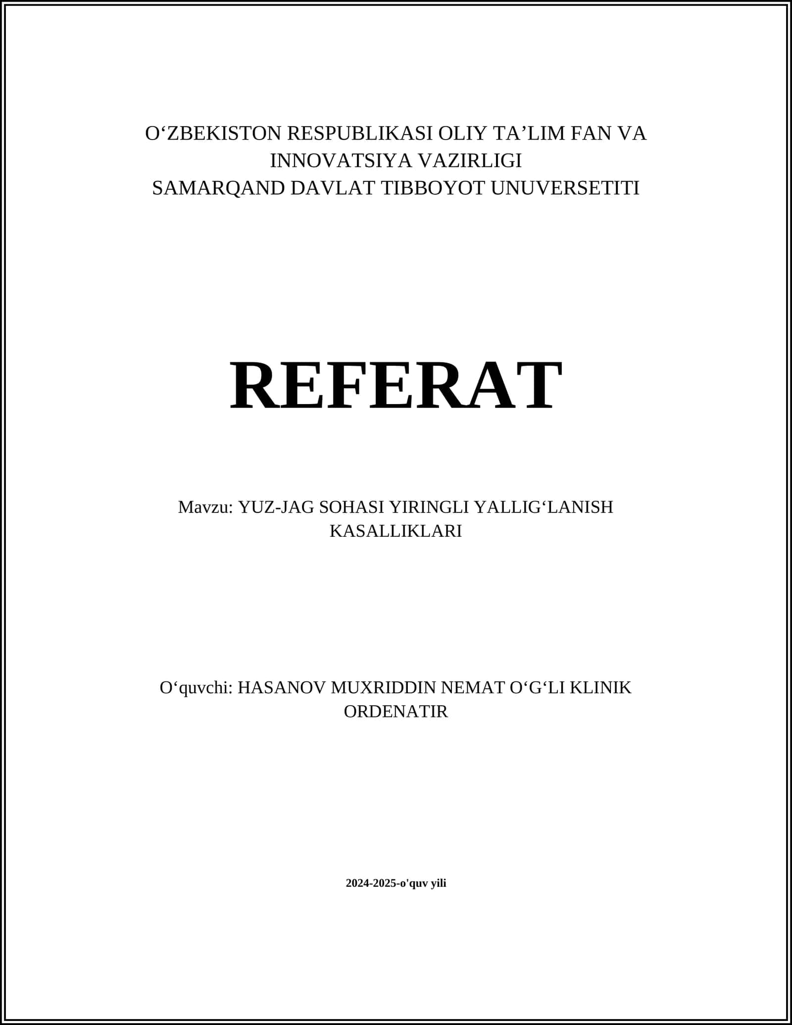 O'tkir yallig'lanish jarayonlari