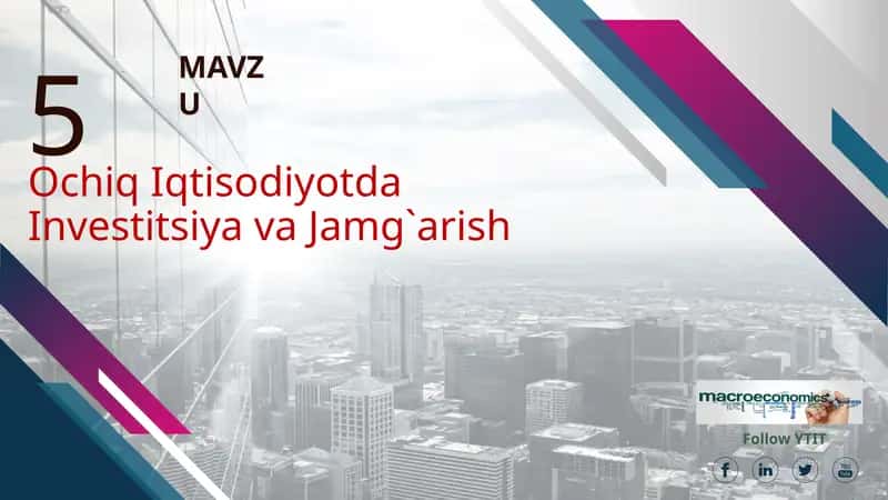Ochiq Iqtisodiyotda Investitsiya va Jamg'arish