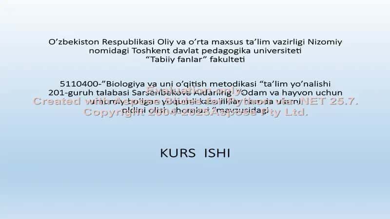 Biologiya va uni o’qitish metodikasi