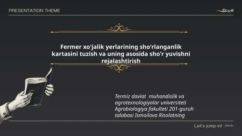 Fermer xo'jalik yerlarining sho'rlanganlik kartasini tuzish va uning asosida sho'r yuvishni rejalashtirish
