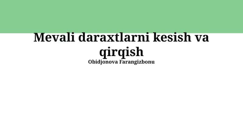 Mevali daraxtlarni kesish va qirqish