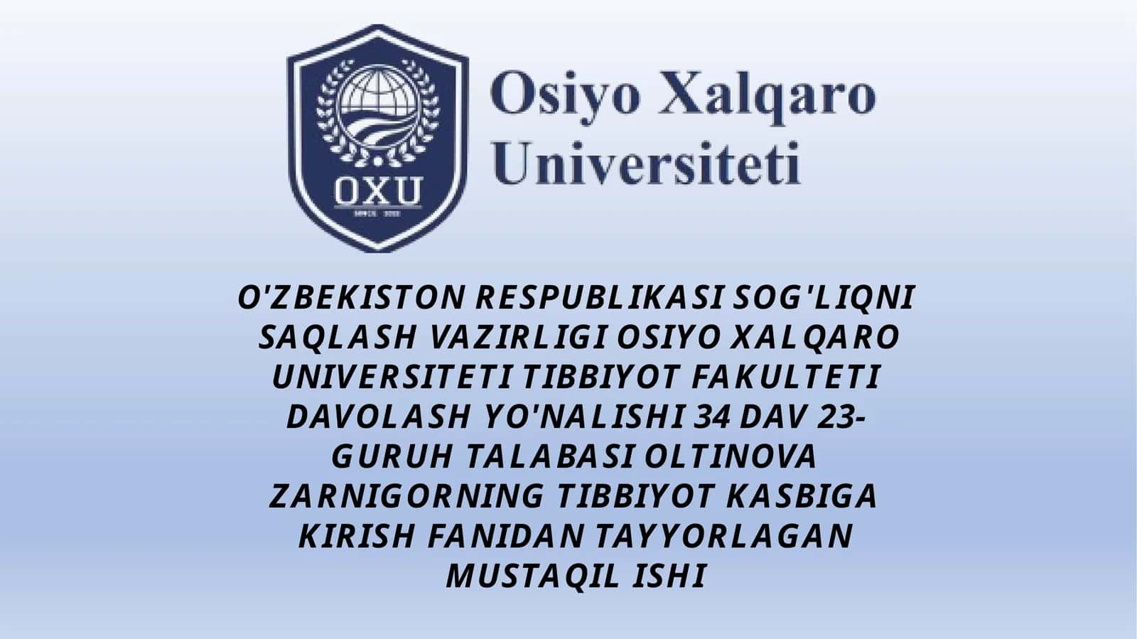 Xirurgiya bo'limi tuzulmasi