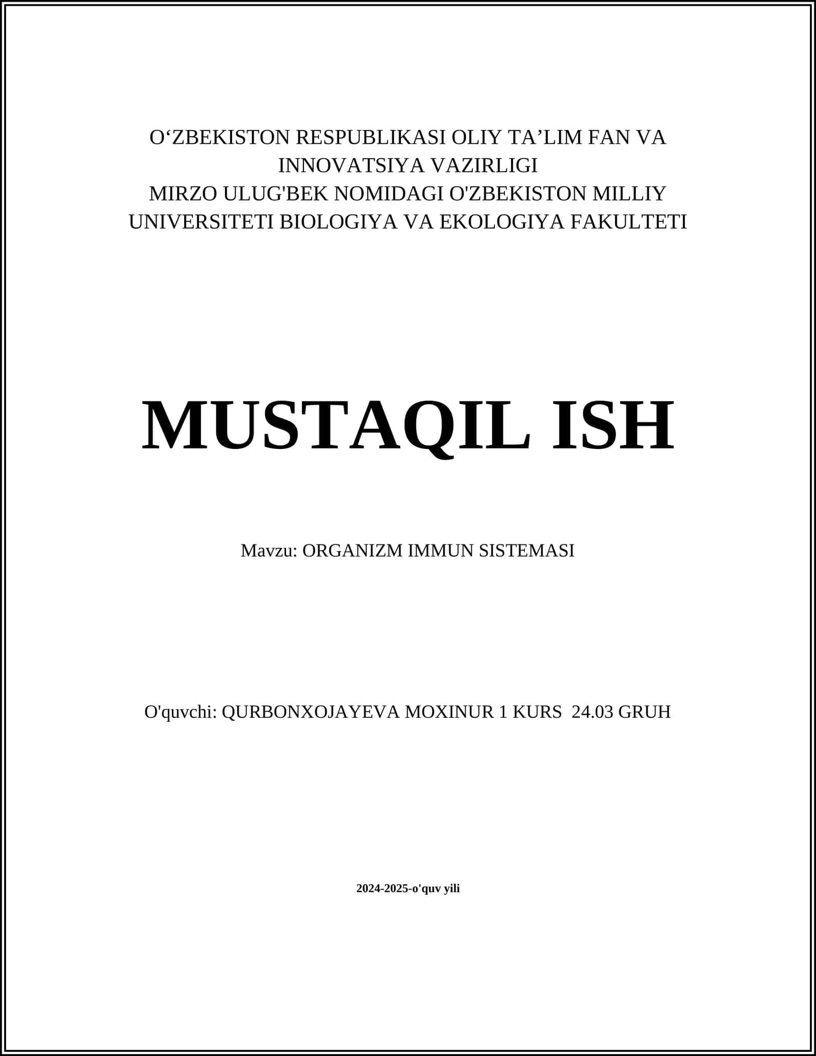 ORGANIZM IMMUN SISTEMASI