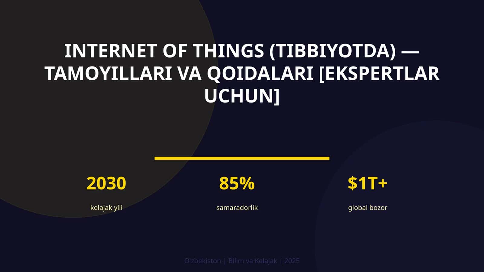 INTERNET OF THINGS (TIBBIYOTDA) — TAMOYILLARI VA QOIDALARI [EKSPERTLAR UCHUN]