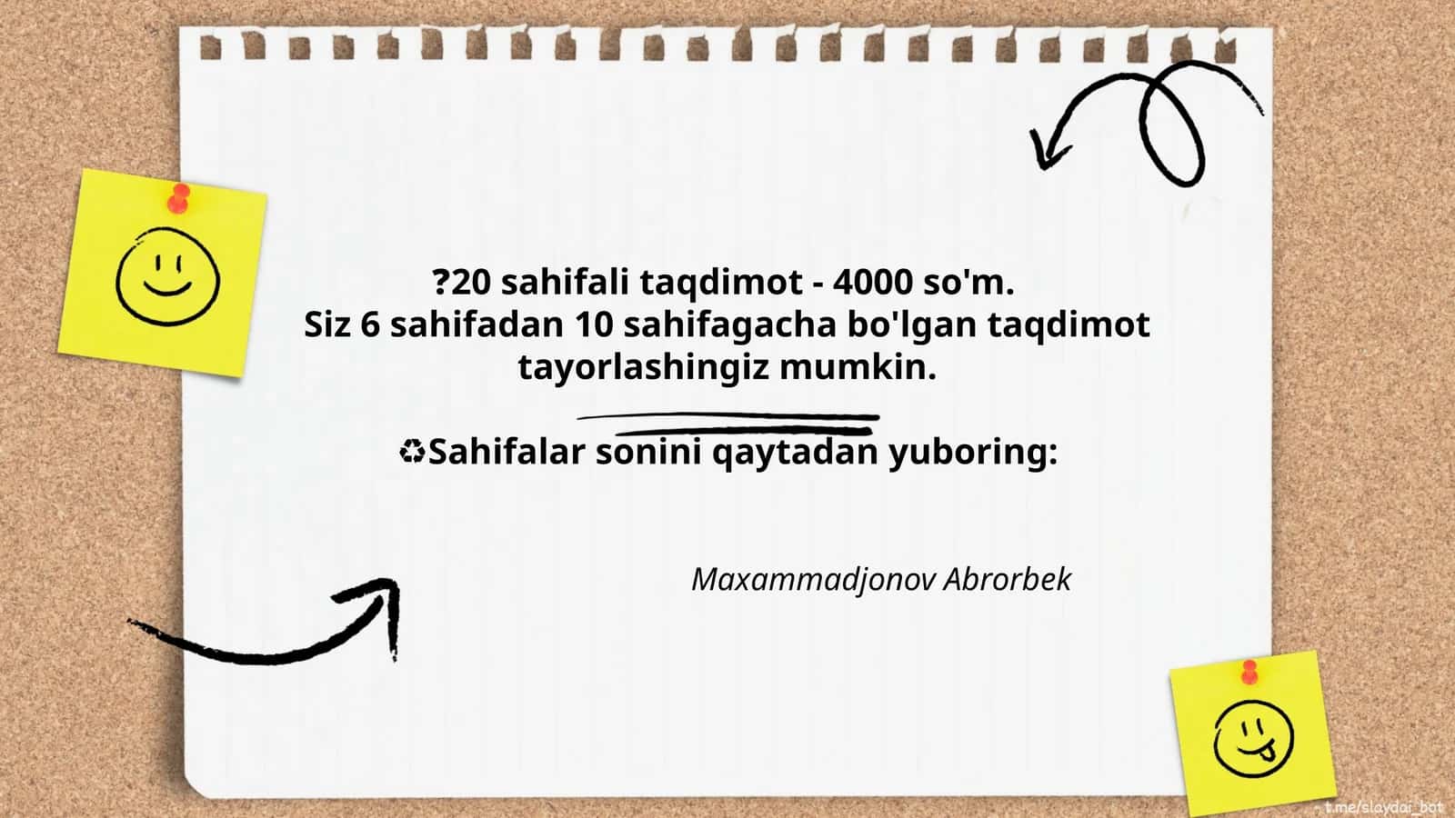20 sahifali taqdimot