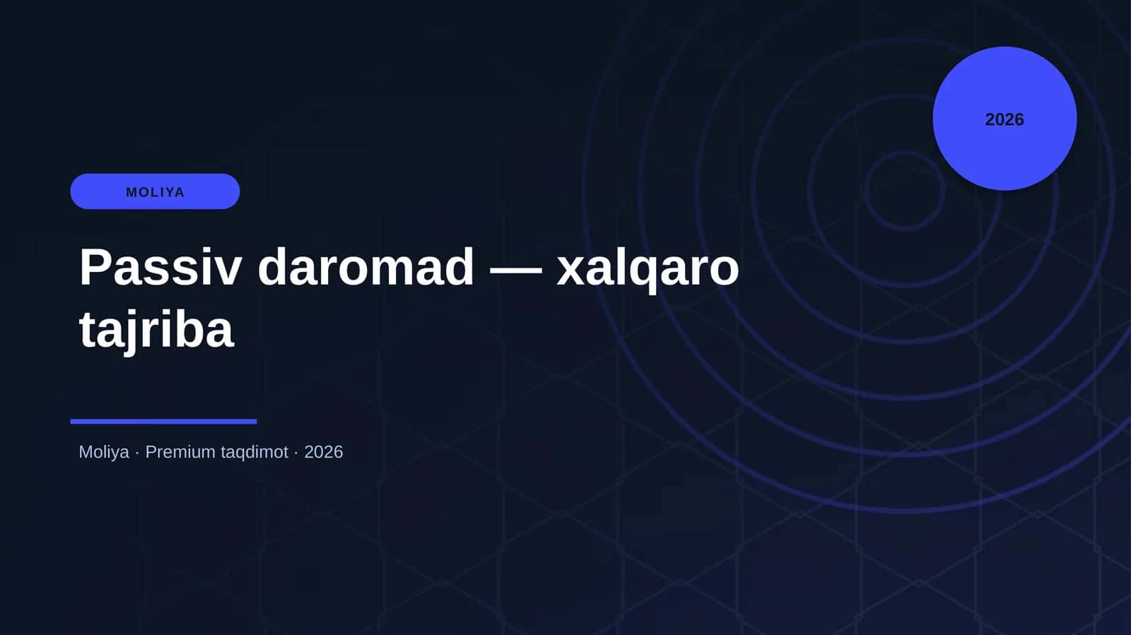 Passiv daromad — xalqaro tajriba