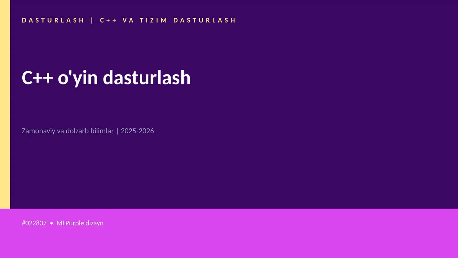 C++ VA TIZIM DASTURLASH