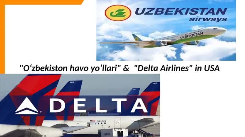Oʻzbekiston havo yoʻllari & Delta Airlines in USA