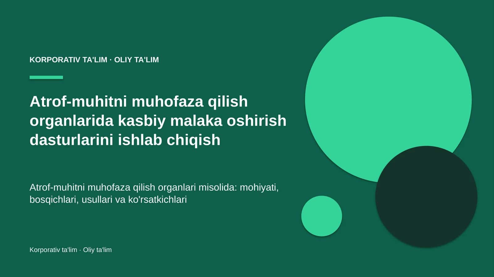 Atrof-muhitni muhofaza qilish organlarida kasbiy malaka oshirish dasturlarini ishlab chiqish