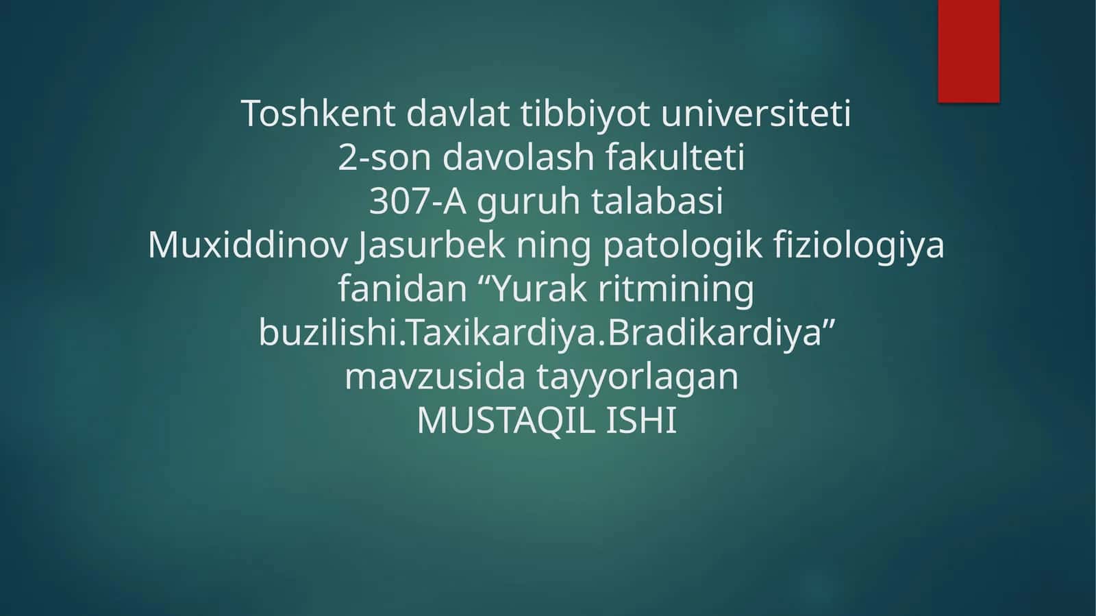 Yurak ritmining buzilishi. Taxikardiya. Bradikardiya