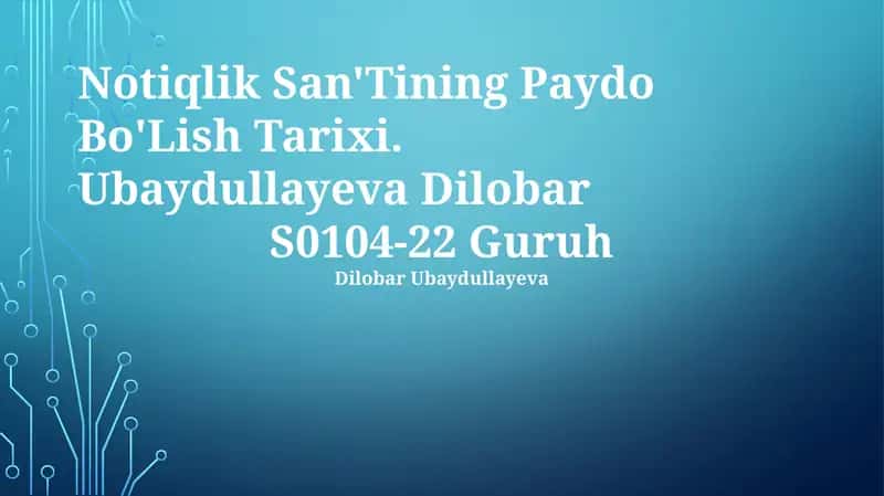 Notiqlik San'Tining Paydo Bo'Lish Tarixi