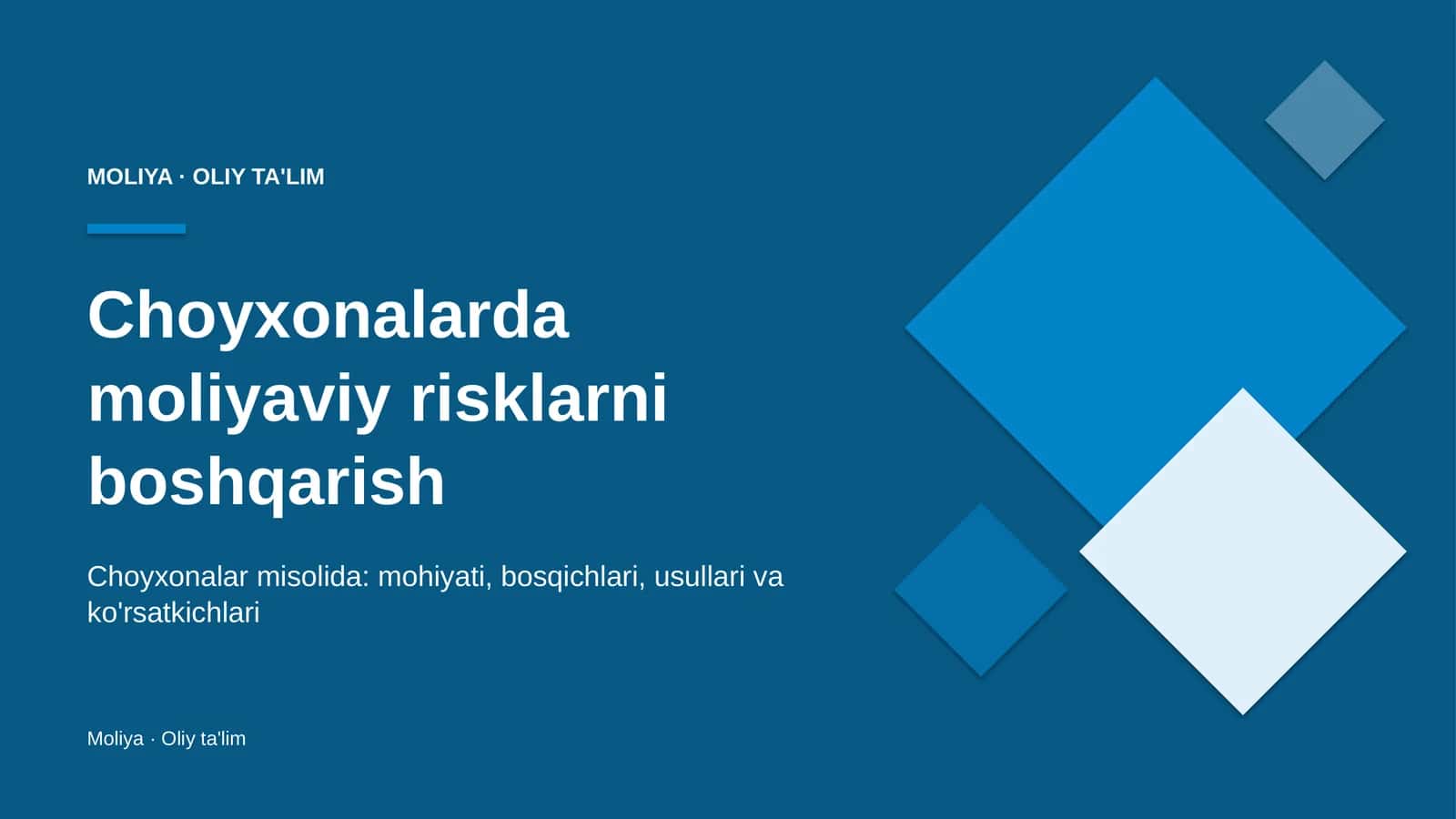Choyxonalarda moliyaviy risklarni boshqarish