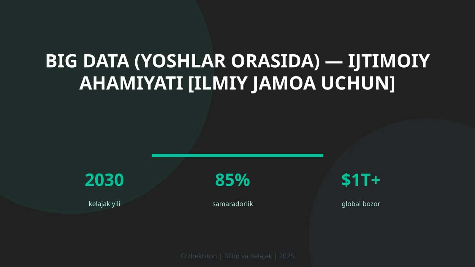 BIG DATA (YOSHLAR ORASIDA) — IJTIMOIY AHAMIYATI [ILMIY JAMOA UCHUN]