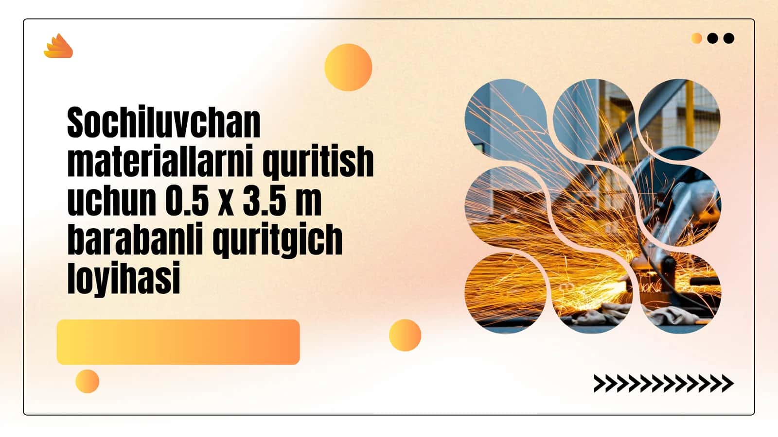 Sochiluvchan materiallarni quritish uchun 0.5 x 3.5 m barabanli quritgich loyihasi