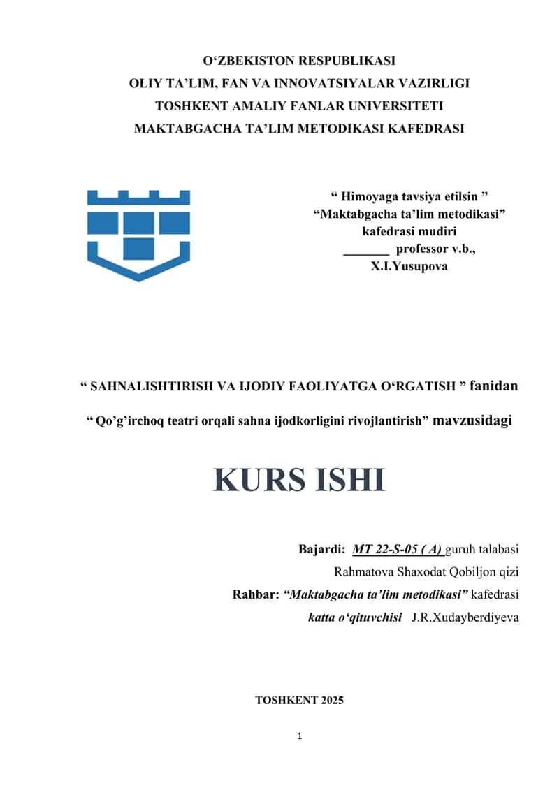 Qo’g’irchoq teatri orqali sahna ijodkorligini rivojlantirish