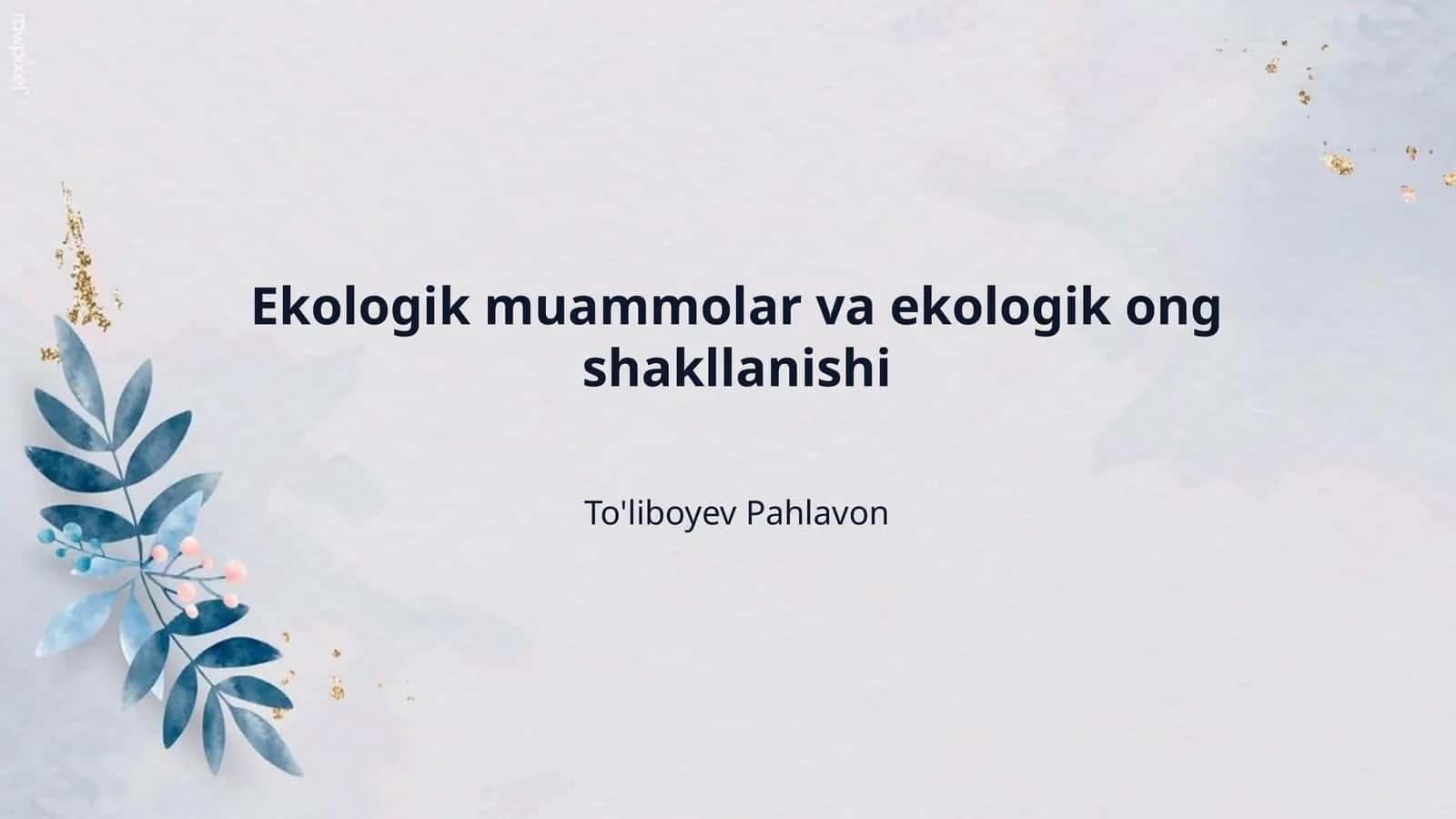 Ekologik muammolar va ekologik ong shakllanishi