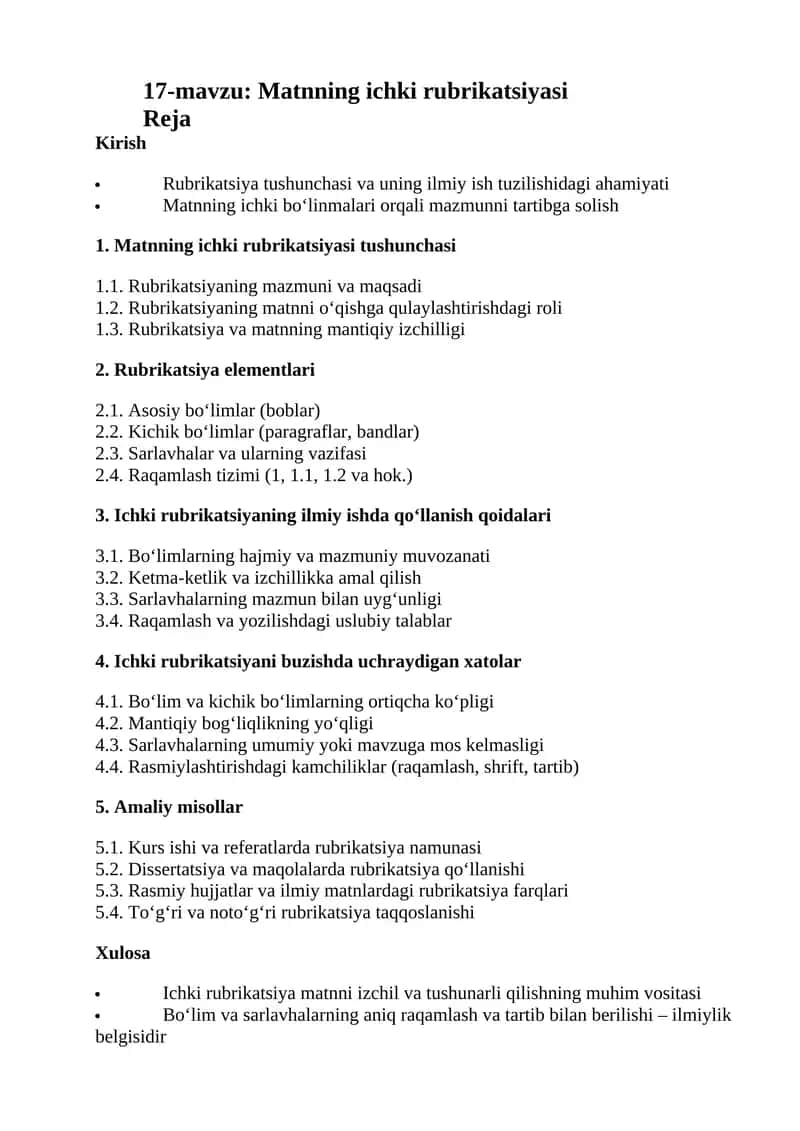Matnning ichki rubrikatsiyasi
