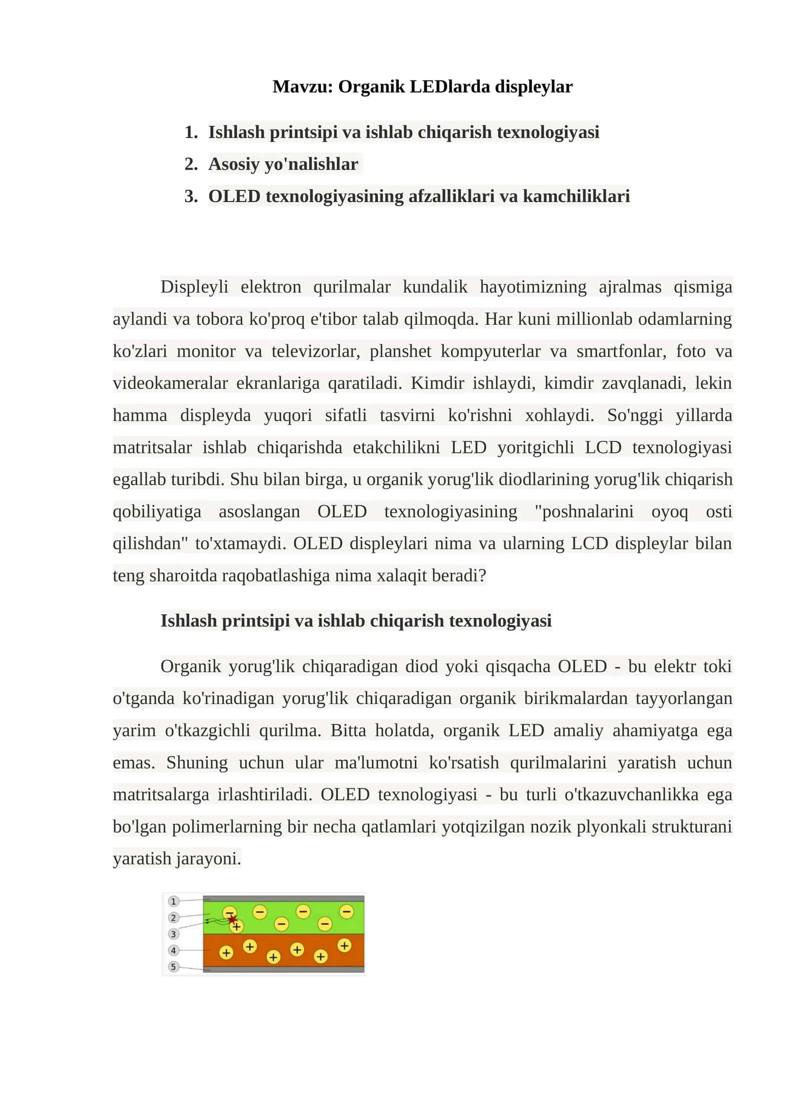 Organik LEDlarda displeylar