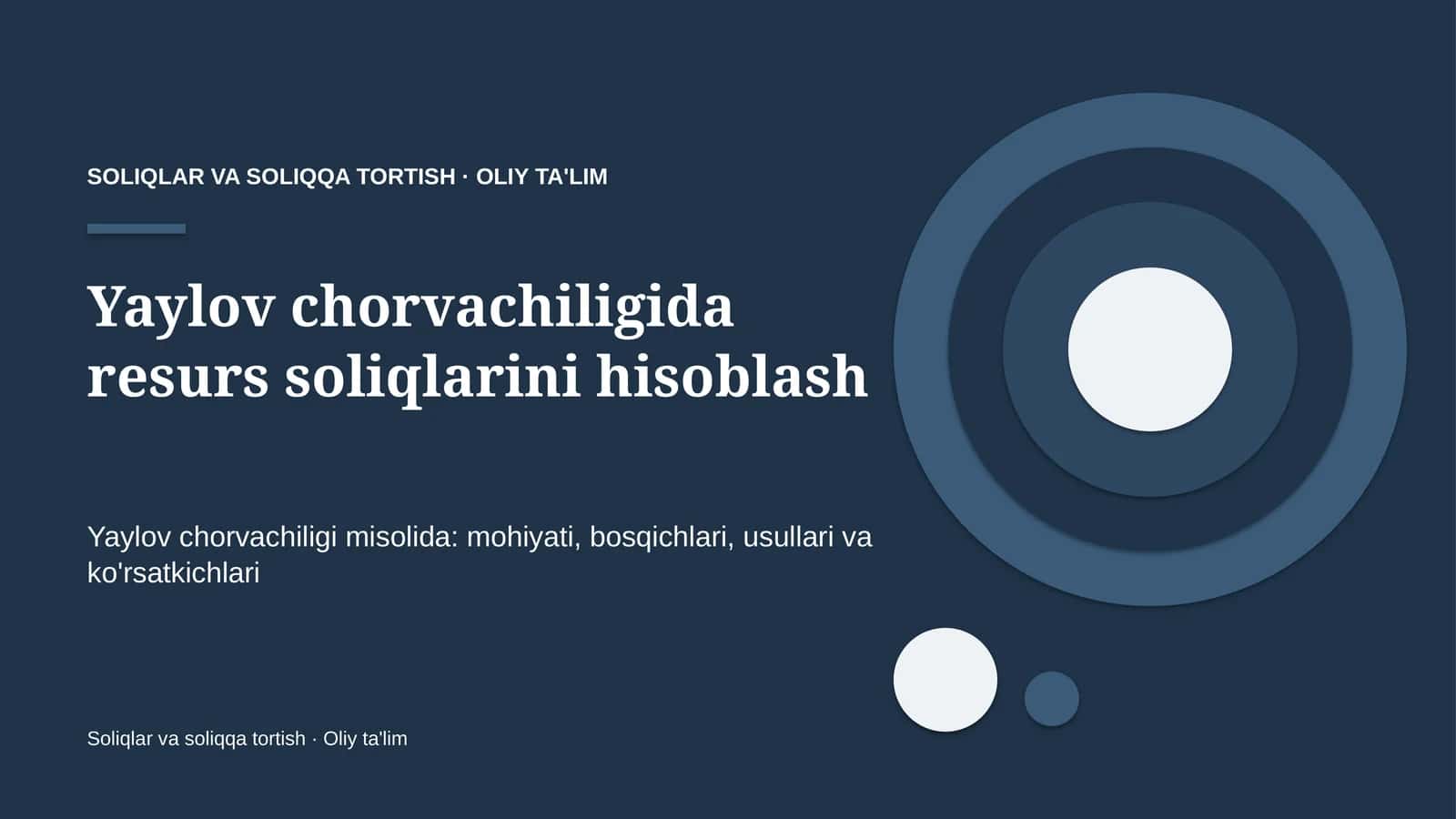 Yaylov chorvachiligida resurs soliqlarini hisoblash