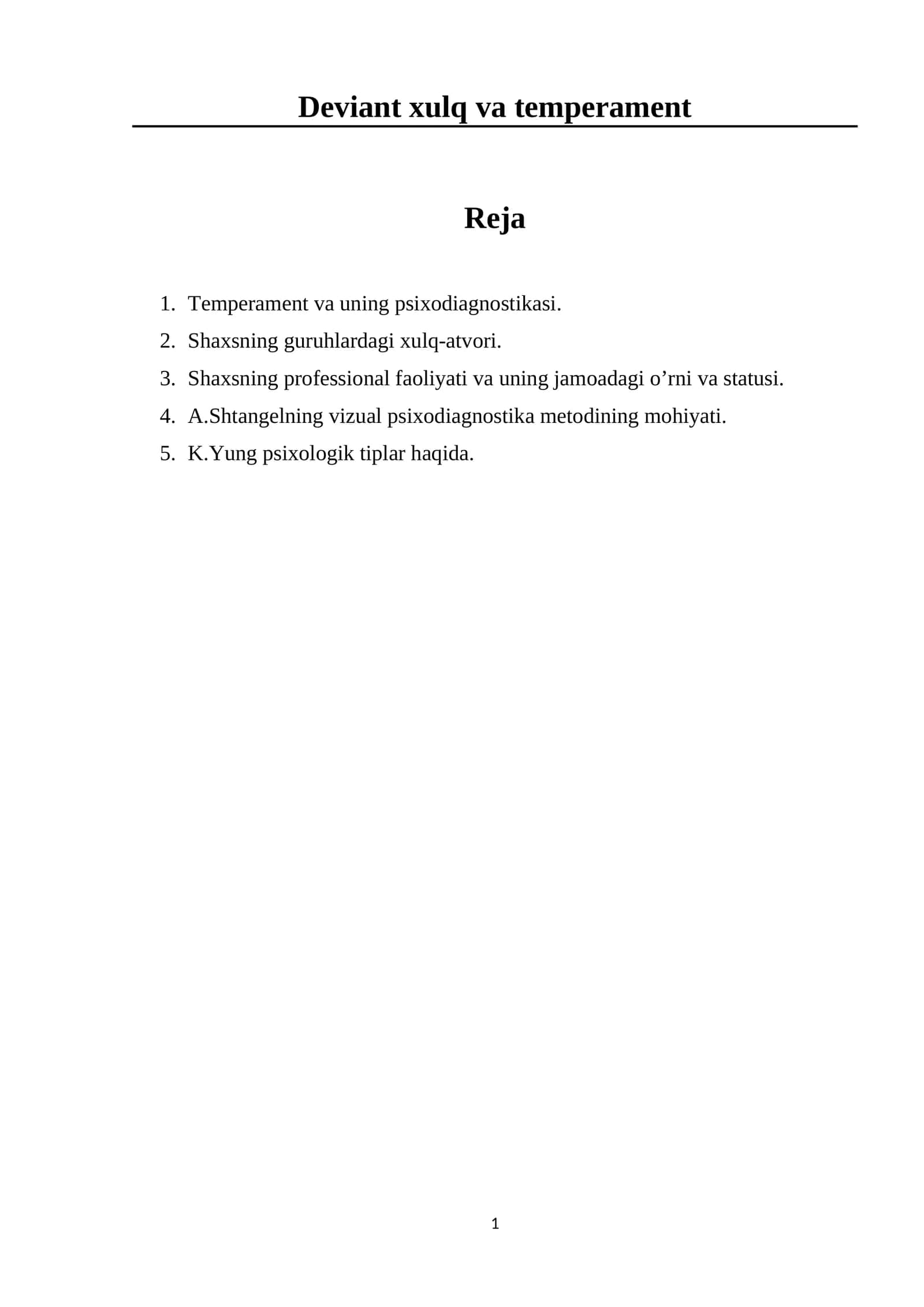 Deviant xulq va temperament