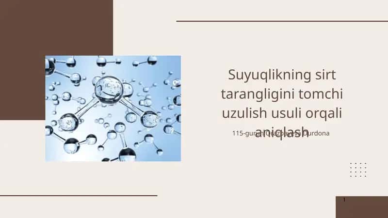 Suyuqlikning sirt tarangligini tomchi uzulish usuli orqali aniqlash