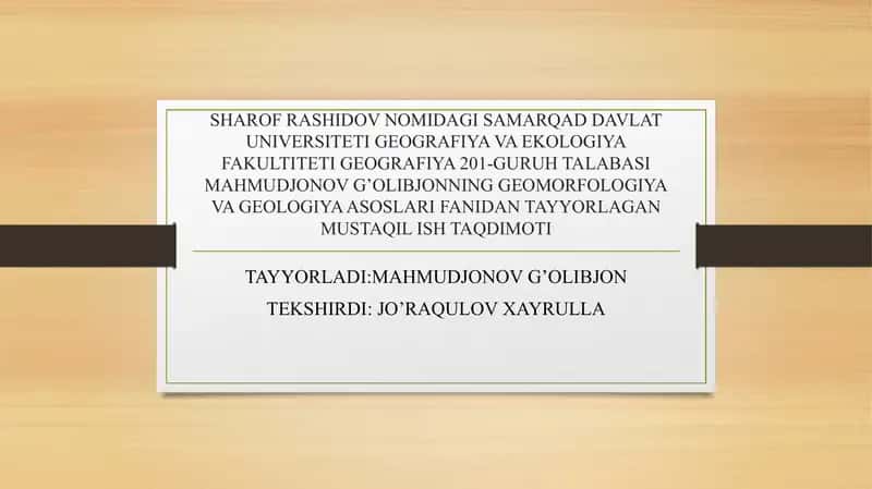 Geomorfologiya va geologiya. Nurash va relyef