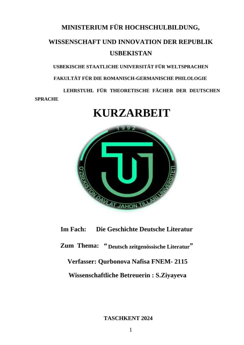 Deutsch zeitgenössische Literatur