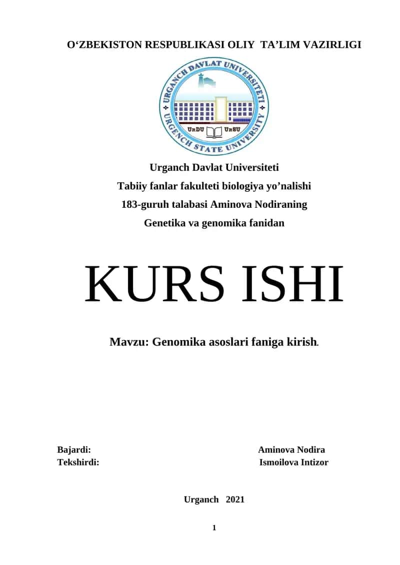 Genomika asoslari faniga kirish