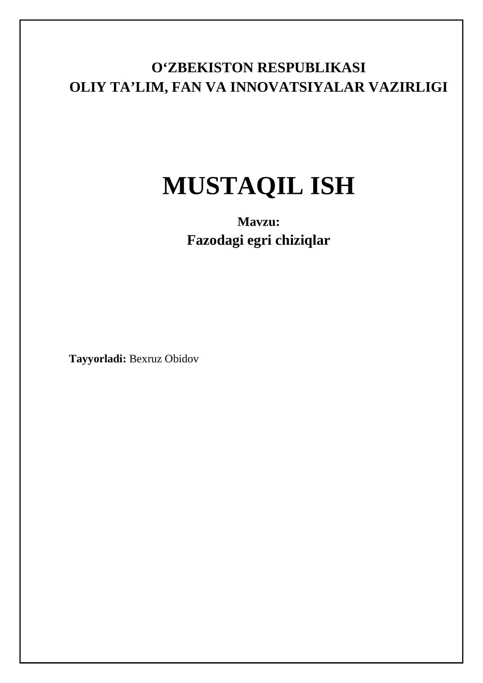 Fazodagi egri chiziqlar