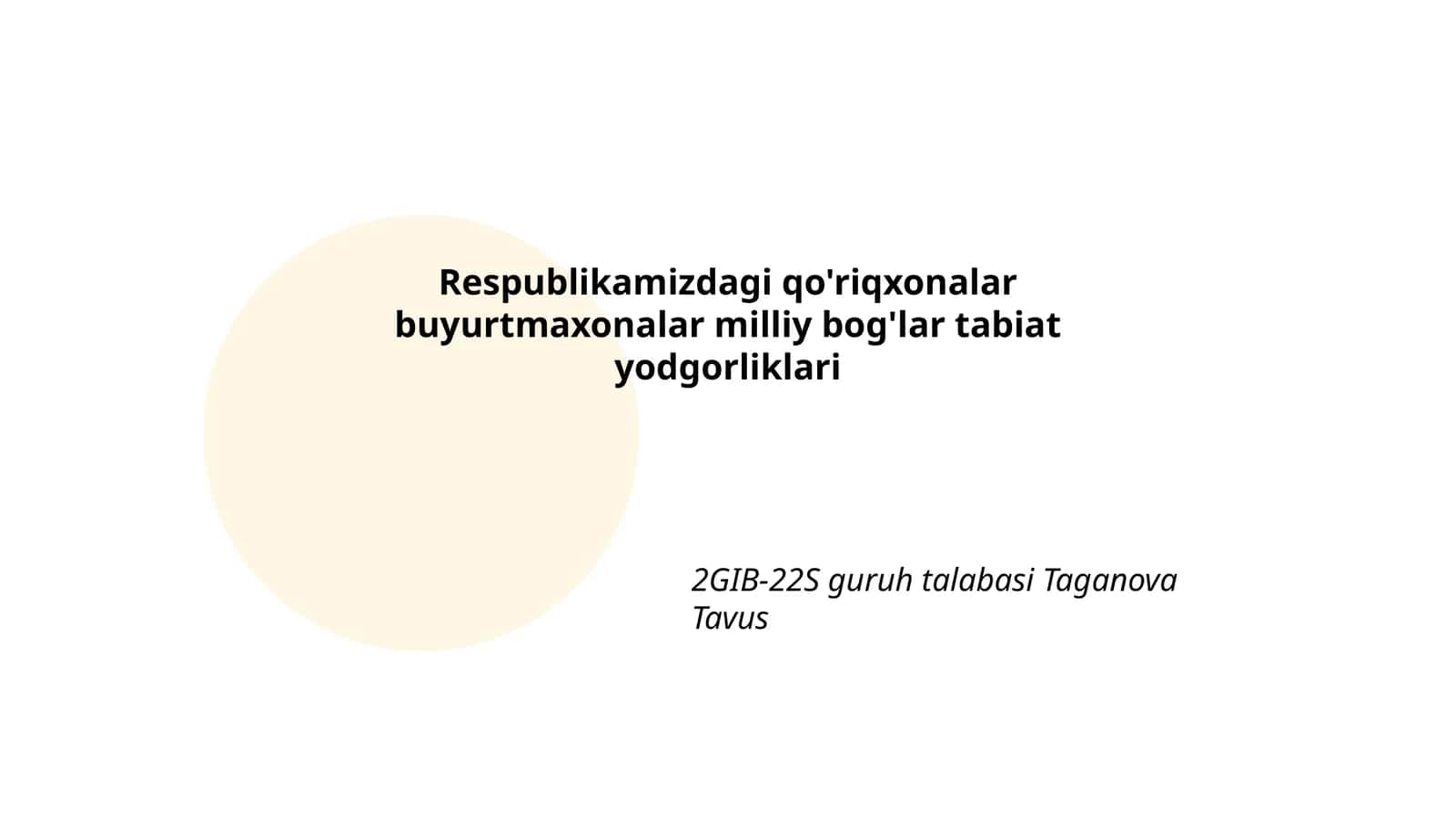 Respublikamizdagi qo'riqxonalar buyurtmaxonalar milliy bog'lar tabiat yodgorliklari