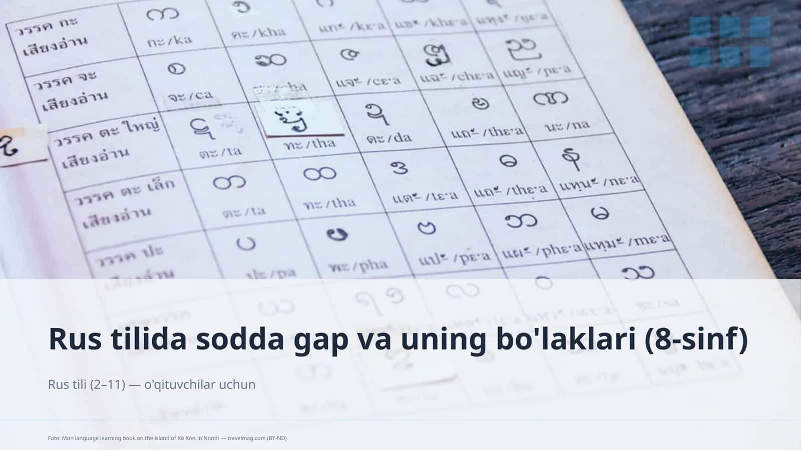 Rus tilida sodda gap va uning bo'laklari (8-sinf)
