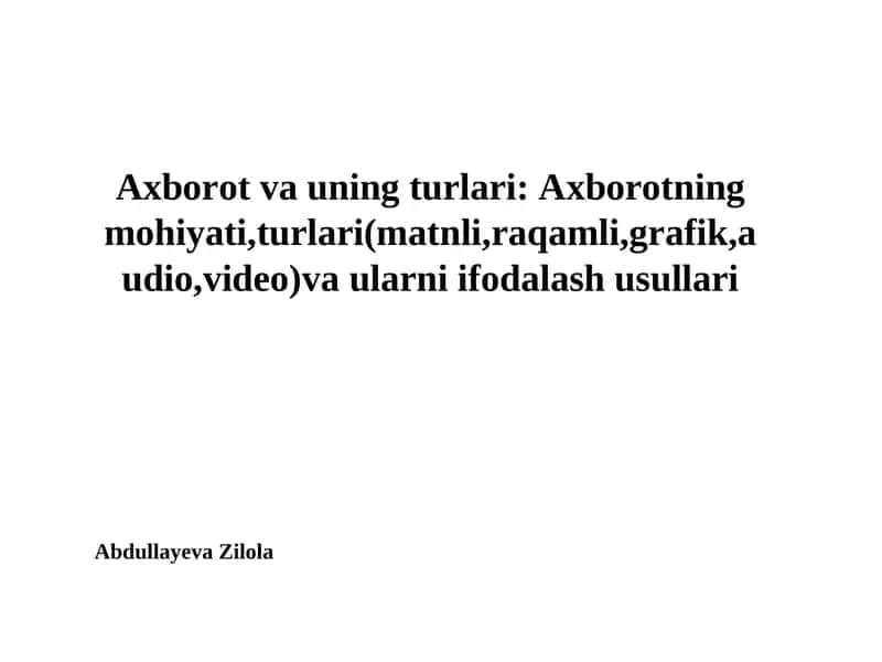 Axborot va uning turlari