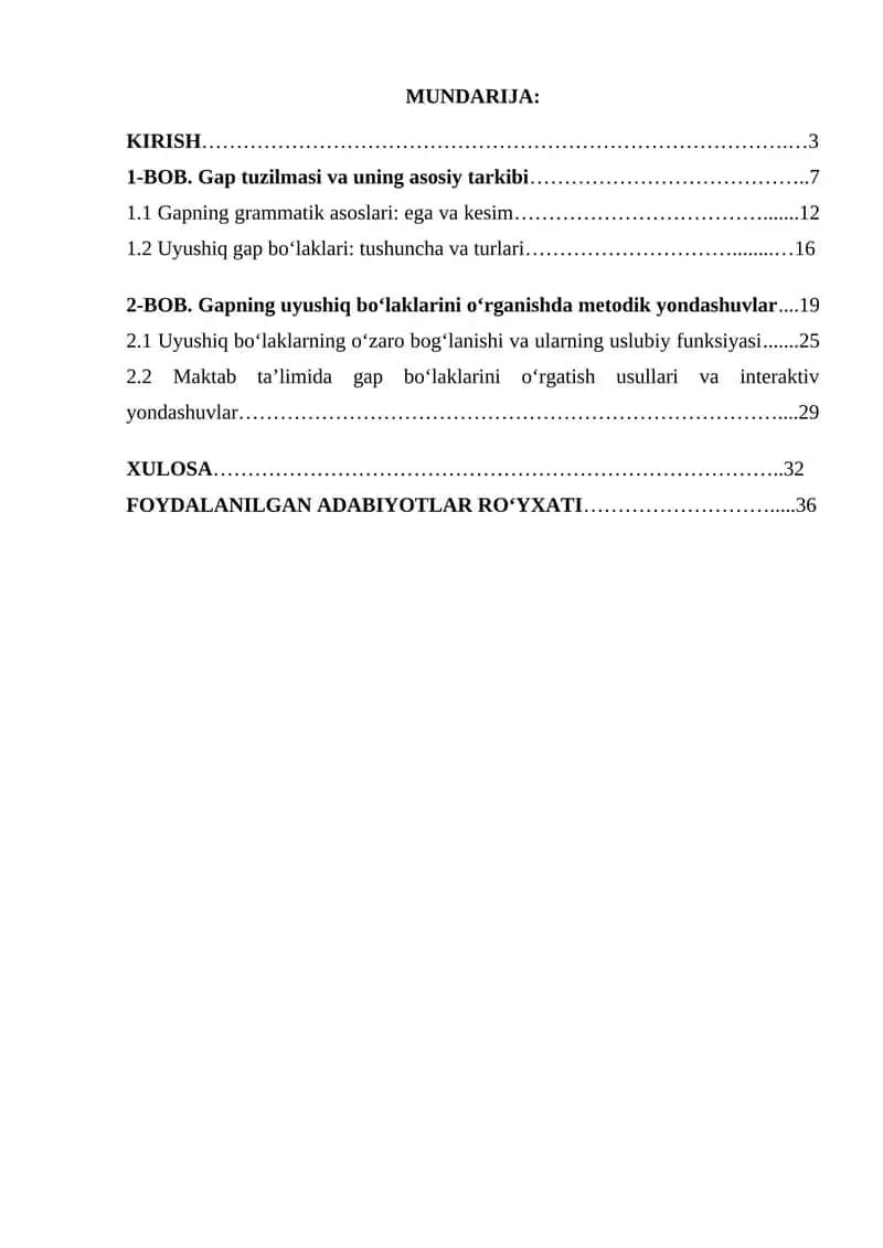 Gap tuzilmasi va uning asosiy tarkibi