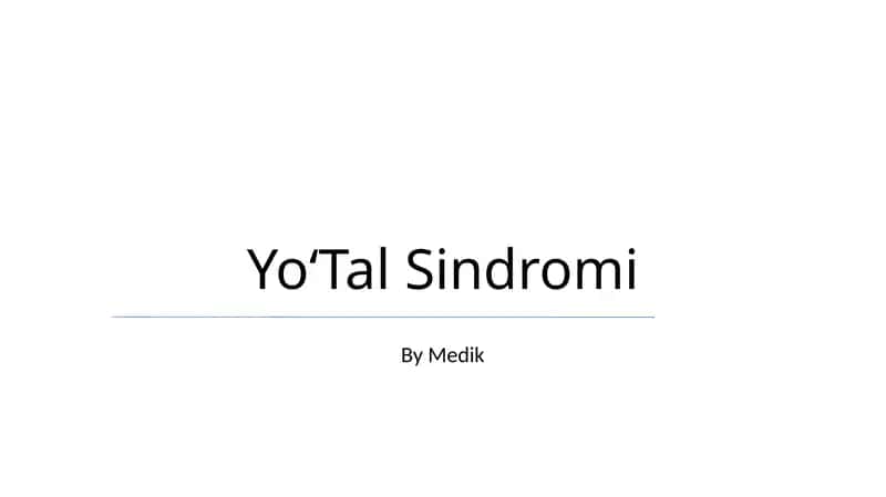 YoʻTal Sindromi