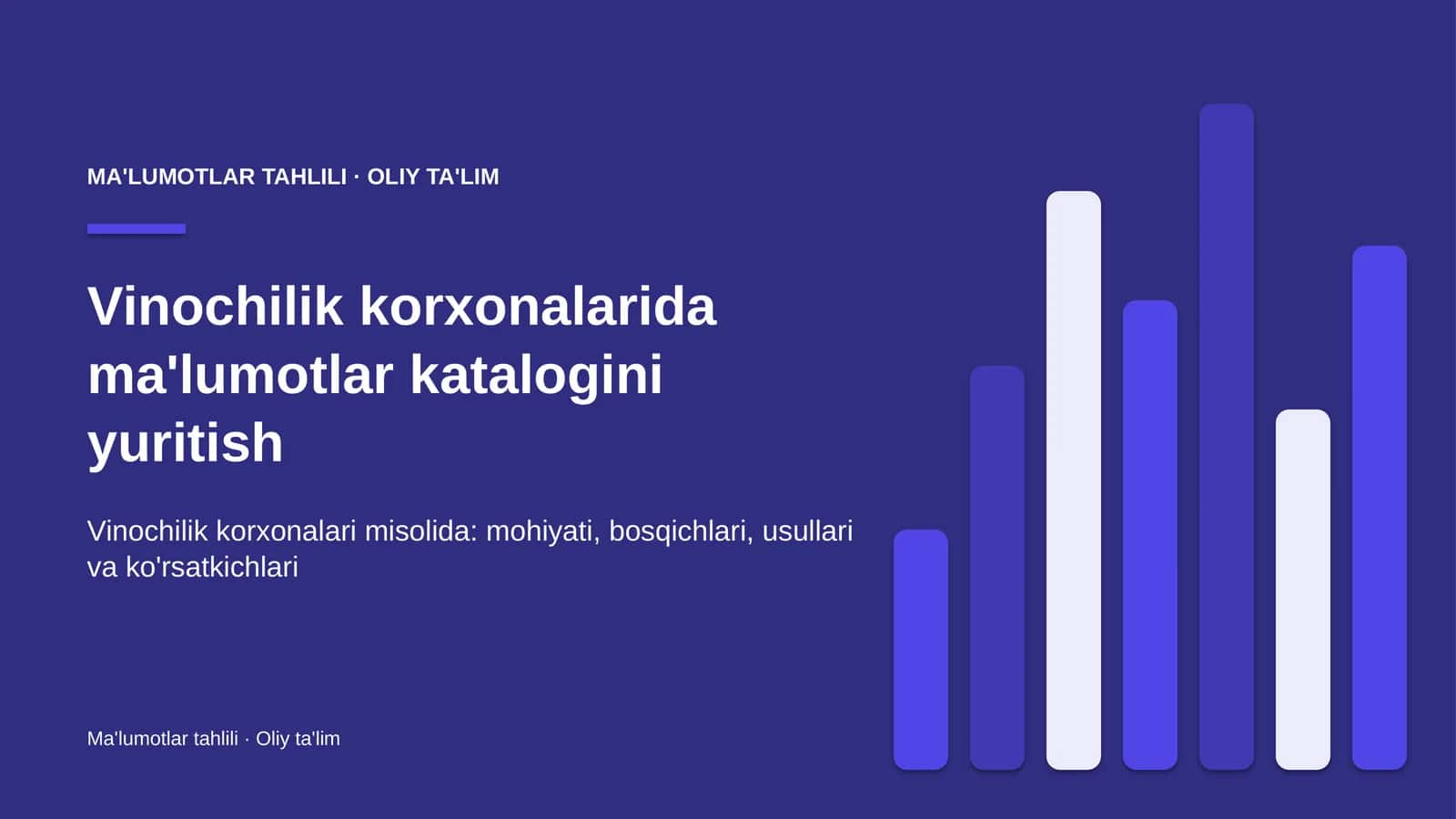 Vinochilik korxonalarida ma'lumotlar katalogini yuritish