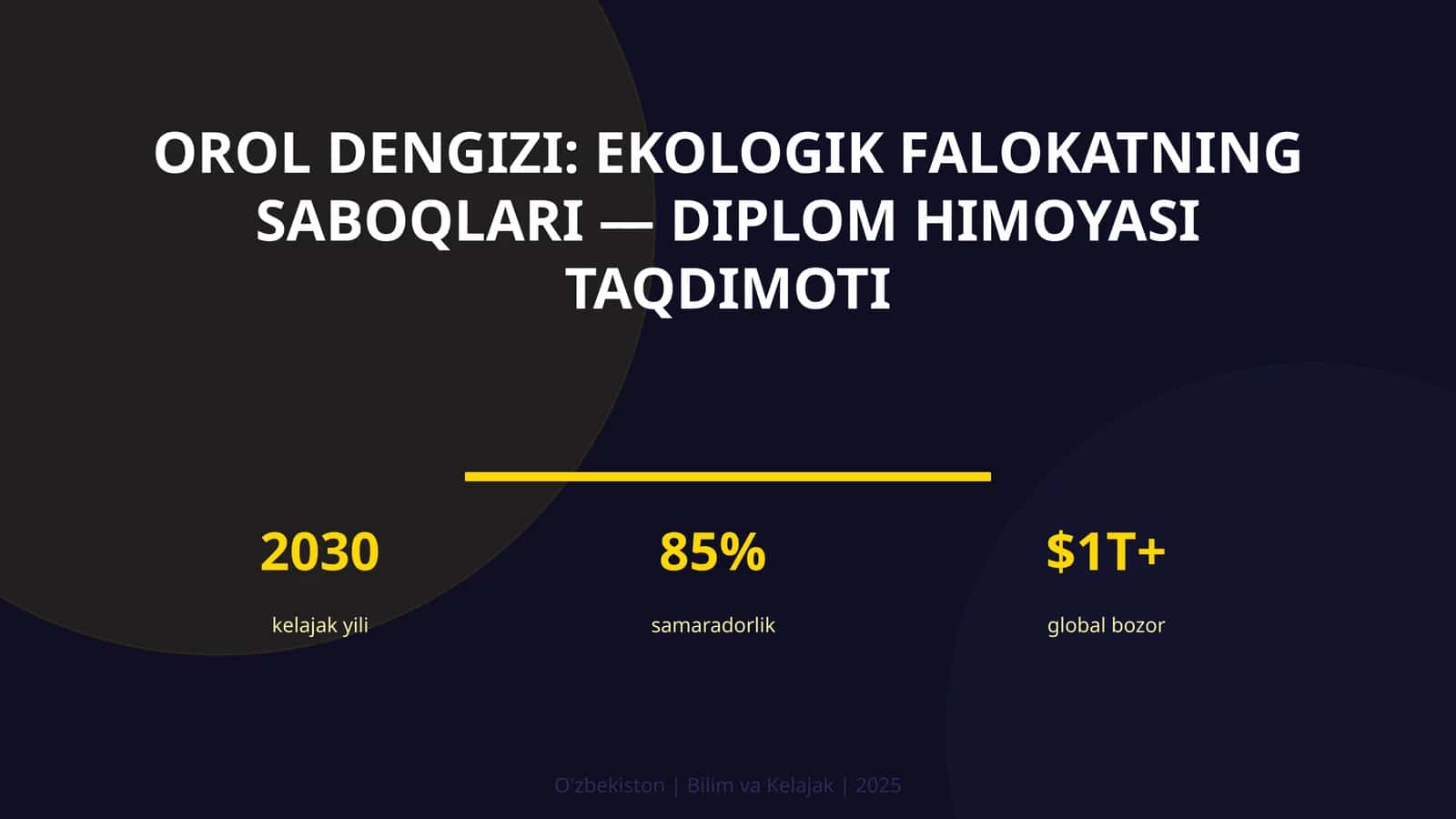 Orol dengizi: ekologik falokatning saboqlari — diplom himoyasi taqdimoti