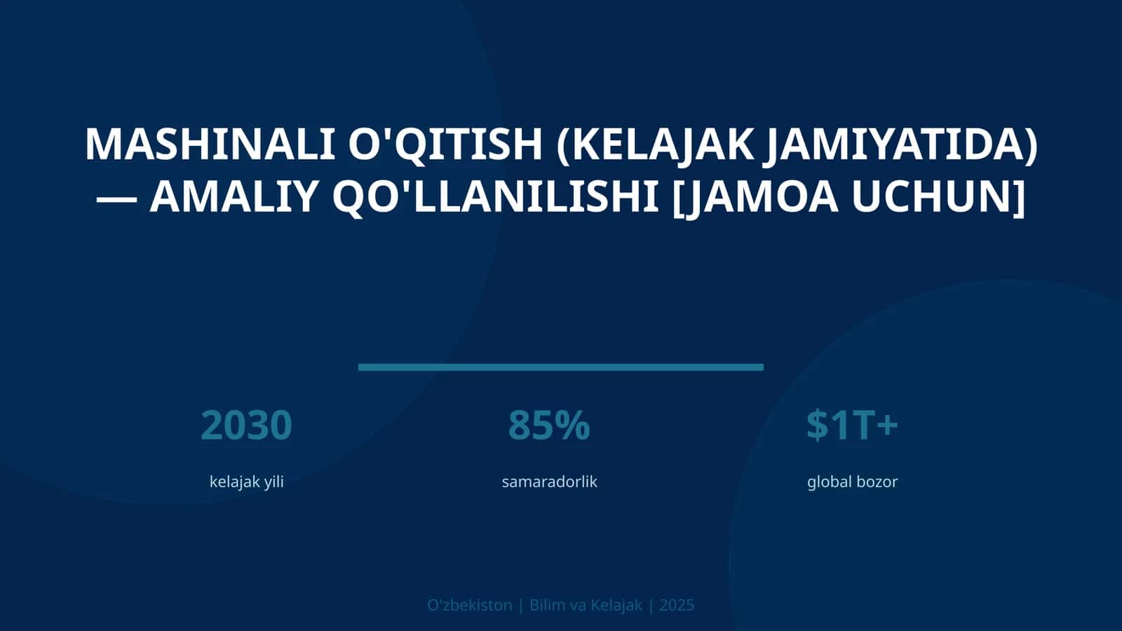 Mashinali o'qitish (kelajak jamiyatida) — amaliy qo'llanilishi [jamoa uchun]