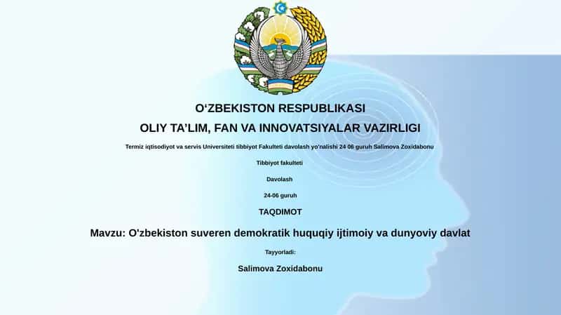 O'zbekiston suveren demokratik huquqiy ijtimoiy va dunyoviy davlat
