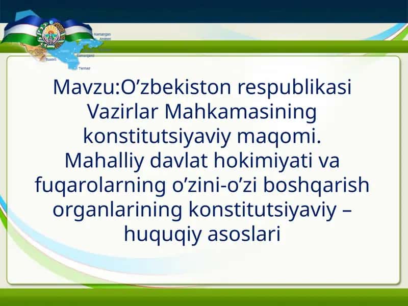 O’zbekiston Respublikasi Vazirlar Mahkamasining konstitutsiyaviy maqomi