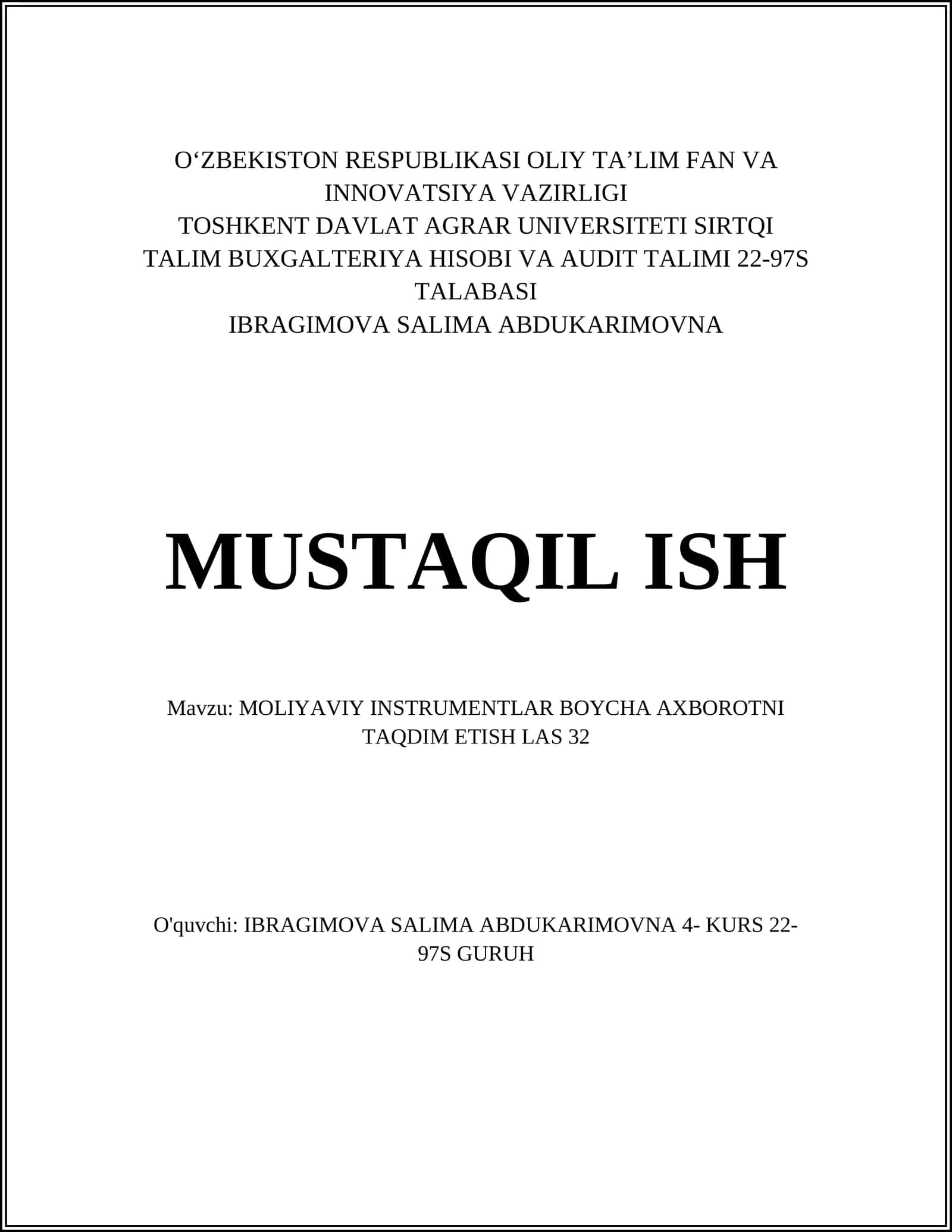 Moliyaviy Instrumentlar
