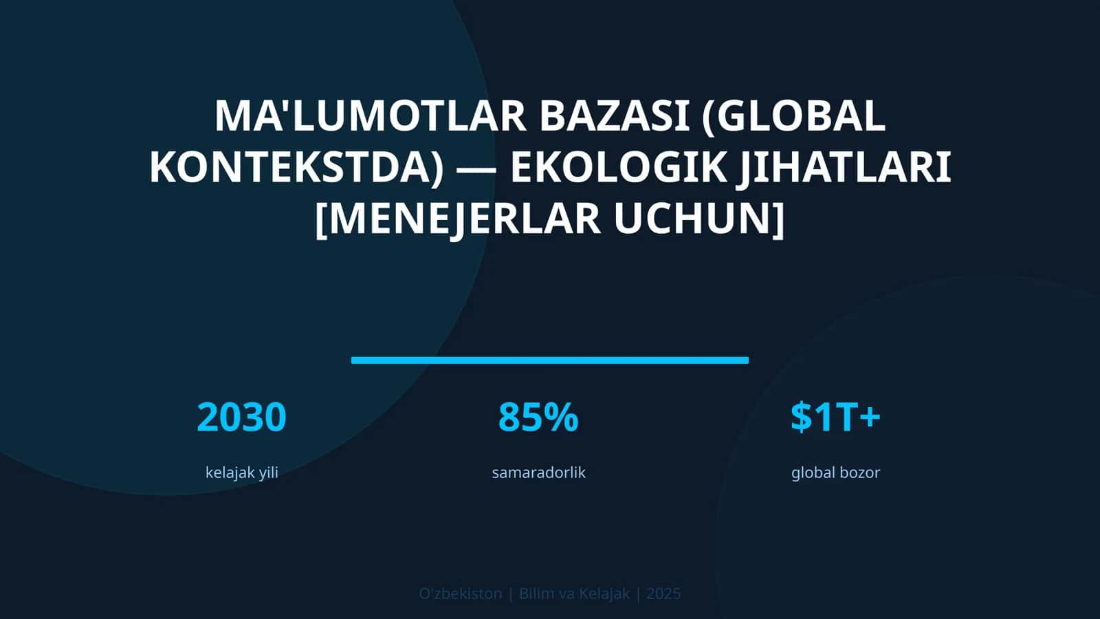 Ma'lumotlar bazasi (global kontekstda) — ekologik jihatlari [menejerlar uchun]