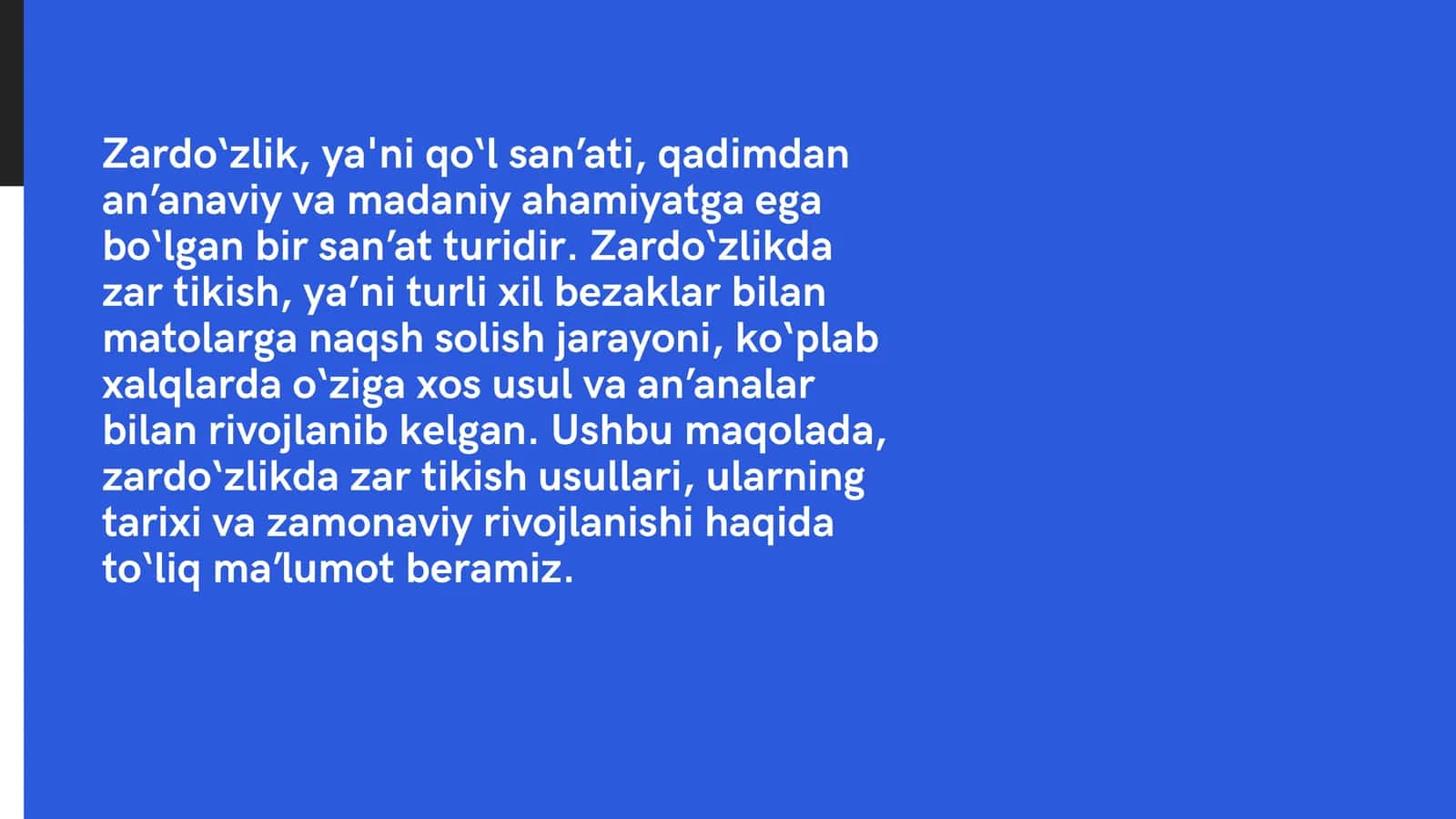 Zardo‘zlik va zar tikish san’ati