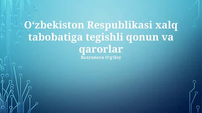 Oʻzbekiston Respublikasi xalq tabobatiga tegishli qonun va qarorlar