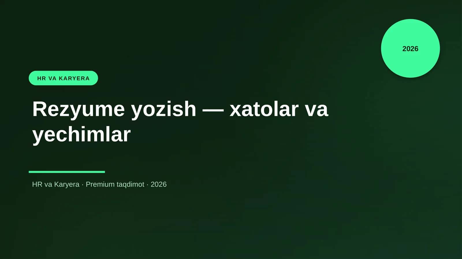 Rezyume yozish — xatolar va yechimlar
