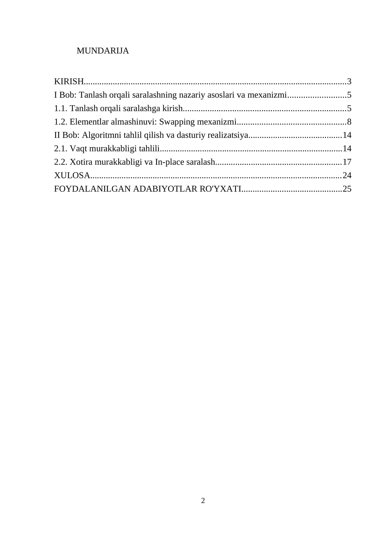 Tanlash orqali saralash (Selection sort) algoritmi