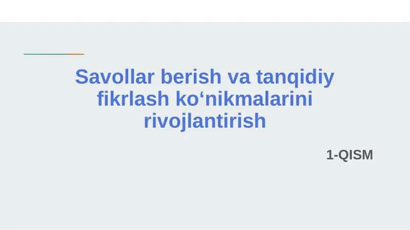 Tanqidiy fikrlash
