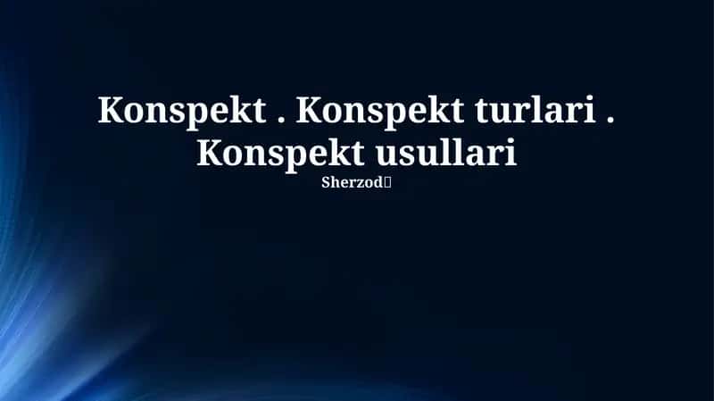 Sinopsis ta'rifi va maqsadi